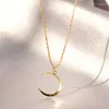 Pendant Necklaces Retro Simple Cute Moon For Women Clavicle Chain Alloy Crescent Holiday Gift Fashion Gothic Jewelry Wholesale