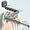 Hangers Zuigwandmontage Vouwkleding Droogrek met intrekbare bekerverlengpaal herbruikbaar 3-voudig