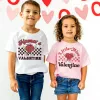 Valentina da mamãe Little Miss Valentine Impressa Girls Boys T-shirt Wild Tee Kids Kids Valentine's Day Party Camise