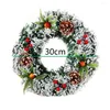 Decorative Flowers Christmas Wreath Large Garland With Berry Decorations For Merry Party Home Entrance Wall Hanging Ornament Wedding Pendant