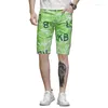 Jeans masculin Summer mince en vert personnalité étendue pantalon central imprimé slim fit fashion droite décontractée plage