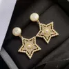 Designer Mui Mui Jewelry Miao Family Family Family New Pentagram Pearl Moles d'oreilles Diffusion en direct du diamant médiéval de luxe japonais et coréen