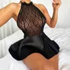 Adult Night Sexy Sling Crotchless Underwear Lace U Neck Open Bra Perspective Pajama Set Exotic Babydolls Chemicals 240401