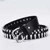 Cinturones Nuevos moda Damas de cuero Cinturón punk de cuero Hollow Rivet de la marca de lujo Personalidad Rock Rock Wild ajustable Jóvenes tendencias Belt2023newl240409