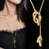 Stilvoller goldener Langer Sailor Knot Designer Schmuck Halskette Anhänger für Frauen entwickelt