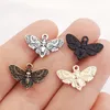 JINDINSP 20pcs 20*13mm New Accessories Animal Moth Skull Moth Charms Pendant For Jewelry Making DIY Jewelry Findings
