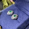 Studörhängen Natural Emerald Luxury Style 4 5 mm 925 Silver Colombian Origin 0.5CT