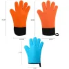 2pcs Food Grade Thick Heat Resistant Silicone Glove BBQ Grill Gloves Kitchen Barbecue Oven Cooking Mitts Grill Baking Gloves