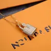 20 gemischte Stile höchste Qualität Messing Key Anhänger Halsketten Gold plattiert einfache Liebeskupferring bedruckte Halskette Frauen Designerschmuck Schmuck
