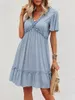 Casual Dresses Fashion Womens Maternity Dress Short Sleeve V Neck Swiss Dots Pregnancy Summer Flowy S-XL