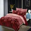 Bedding Sets Premium Luxury Striped Checkered Diamond Print Gold Plated Line Geometric Quilt Cover Set