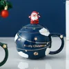 Tassen Weihnachts Keramik Tasse mit Deckel Löffel Geburtstagsgeschenk süßer Wasserbecher Haushaltsmilch Kaffee für Freunde