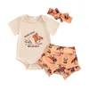 Clothing Sets 3Pcs Baby Girl Western Outfits Horse Print Short Sleeve Romper Ride Shorts Set Toddler Cowgirl Summer Outfit