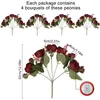 Fiori decorativi fiore di peonia a 5 teste di seta artificiale bouquet margherita decorazione domestica