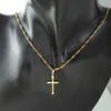 Collares colgantes Color de oro amarillo 45 cm Collar de ola de agua Plaza de la superficie Jesús Cross DIOS PIGDQO