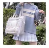 حقيبة شرائط إيتاباج الكلاسيكية أكياس الكتف النساء اليابانية شفافة واحدة من جانب القماش الناعم فتيات جميلات طازجة