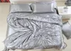 Luxe pure satijnen zijde beddengoedset enkele koningin king size bed set dekbedovertrek plat plaat kussencases dekbed home textiel17467508