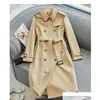 Trench Cods Coats Womens Spring and Automne 2023 Classic British Double Breasted Moyenne Longueur Imperméable Drop Drop Livraison Appareil DH6F3