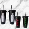 Coppa di sirena nera del logo personalizzato 24 once da 710 ml di tazza di cannuccia di plastica riutilizzabile con coperchio cilindrico trasparente, tazza di bevanda calda e fredda