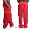 Mężczyznowe spodnie do joggerów jesienne Hip Hop Street Wear luźne spodnie multi kieszeni solidny kolor gym sportowy zużycie 240321