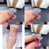 Cluster Rings Luxury 925 Sier Opal Ring For Party 5Mm Natural Dazzling Jewelry Gift Woman Drop Delivery Dhtya