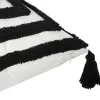 1pc Black Stripe Tufted Throw Pillow Capas, almofadas decorativas marroquinas com borlas para sofá Sofá Quarto