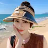 UV Protection Sun Visor Hat Fashion with Fan Wide Brim Casual Cap Breathable Empty Top Outdoor240409