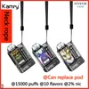 Authentic Kamry box 15000 puff Disposable Vape Mesh Coil Shisha Bar Style Detachable E Cigarette Adjustable Airflow Pod Device puff 15k vaper 10 flavors Neck rope