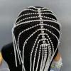 Silver Diamond Tassels Chain Headwear Pruiken Gogo Dance Costumes Women Head Ornament Festival Outfit Stage Accessoires XS6855