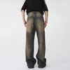 IEFB Vintage Mens Burrs Jeans Summer Gradient Color Straight Denim Pants High Street Male Casual Wide Leg Trousers 9A8628 240329