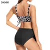 Dames badmode shekini dames bikini set veter bandeau 2 -delige zwempak hoge taille buikbesturing badpak stropdas side zomer