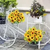 Dekorative Blumen 1 Bündel 7 Gabeln künstliche Sonnenblumensträuße gefälschte Wildblumen Hochzeitsfeier DIY Craft Art Decor