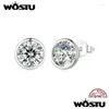 Серьги -грибы Wostu Sparkling Zigron для женщин 925 стерлингов стерлинговый евро классический круглый разрез Cz Party Sdis