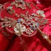 Janevini Vintage Red Wedding Fan для невесты хрустальной жемчужины