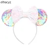 Heads 10st/Lot Wholesale Mouse Ears Hårband för flickor 5 "Hårbågar stora flip paljetter öron Diy Kids Hair Accessories pannband Boutique