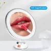 10x Magnifying LED Makeup Mirror with Suction Cup Portable Vanity for Cosmetics and Beauty 360 Degree Rotation 240326