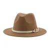 Chapeau de femmes hommes Fedora largeur bord de chameau solide courbe de chaîne blanche Panamas Capes jazz HIP HOP HAT DE MARIAGE PAMELAS Y TOCADOS PARA BODAS