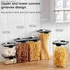 Matburkar Canister Cereal Storae Container Airtiht Food Fresh Box Square Clear Sealed Jar Food Sacks Dispenser 700 ml L49