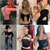 Frauen Tanks Camis süße schwarze y2k Crop Top ärmellose Slim Lace Sexy Camis Sommer Neuer Vintage Elegantes Fairy Heart Gothic Casual Tank Top J240409