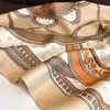 Scarves 2024 New Print Silk Satin Muslim Scarf Luxury 90cm Shawl Wrap Neckerchief Female Wraps Echarpe Bandana Hijab Head Scarve Gift240409XS9B