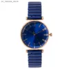 Wristwatches Luxury Treasure Blue Simple Crystal Ladies Quartz Casual Stainless Steel Stretch Strap Fashion Women Dress Clock es240409