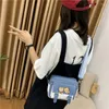 Schoudertassen vrouwen mini canvas tas kleine katoenen stoffen boodschapper voor meisjes 2024 studenten crossbody schattige ritssluiting tas telefoon