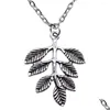 Pendant Necklaces 1Pcs Branches Leaf Necklace Men Women Accessories Jewellery Making Supplies Items Chain Length 43 5Cm Drop Delivery Otm4K