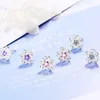 Saplama küpeler sevimli romantik kiraz çiçekleri kızlar için renkli zirkon taş küçük çiçek Koreli kadın günlük küpe aksesuarları