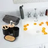 Bathroom Wash Set Counter Decor Accessories Black Toothbrush Holder Suite Bedroom Men Wood Sink Man