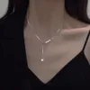 Tassel Necklace Women in Korean Version, Niche, Luxurious and Versatile, High-end Pearl Titanium Steel Lock Bone Chain for Women's Jewelry