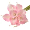 Kwiaty dekoracyjne 10pcs 38 cm sztuczna calla lilia fałszywa wazon Flower Buquet aranżacja ślubna domowa dekoracja domu