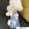 Dog Apparel Spring Clothes Denim Jeans Dress Jumpsuit Coat Jacket Boy Girl Clothing Couple Pet Outfit Puppy Costume Overalls