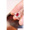 Cluster anneaux 6985 Solide 18K Or Nature 0,64 Ct Pigeon Blood Red Ruby Diamonds Femmes Fine Jewelry présente le Dro Dro Dro Dro