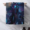 Handduk CityScape Cyber ​​City Scene 40x70cm Face Wash Cloth Water-Absorbent Lämplig för resande bröllopspresent